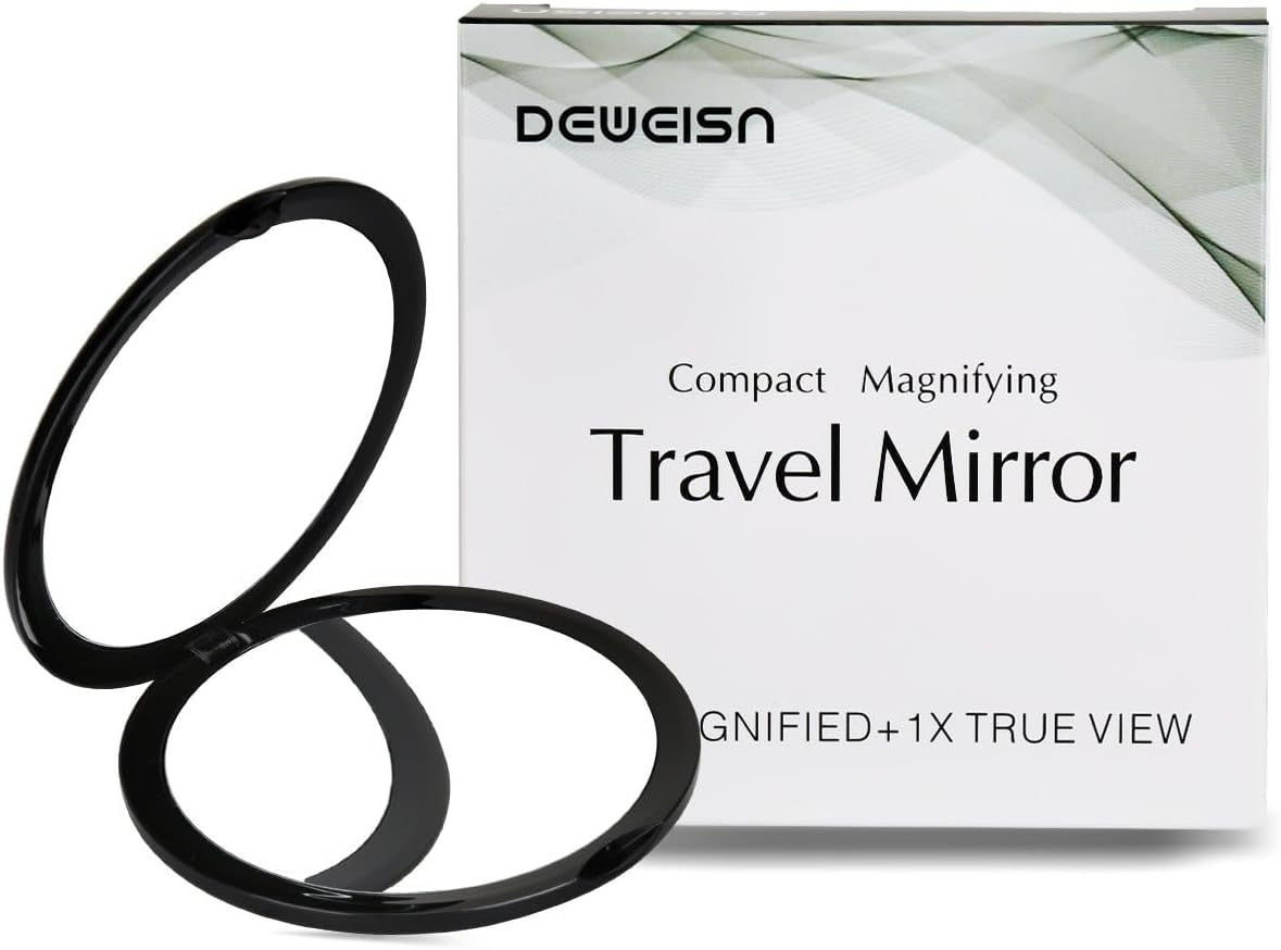 Magnifying Compact Cosmetic Mirror- Elegant Compact Pocket Makeup Mirror, Handheld Travel Makeup Mirror with Powerful 10X Magnification and 1X True View Mirror for Travel or Your Purse