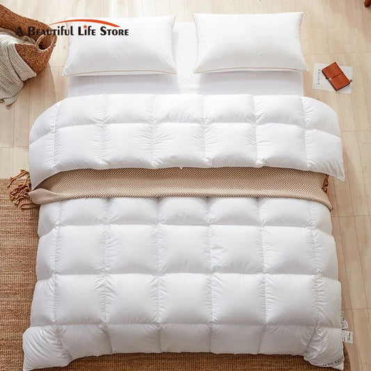 DecorBites™ Luxe Cotton Cover White Goose Down Comforter, 5 Star Hotel Bedspread