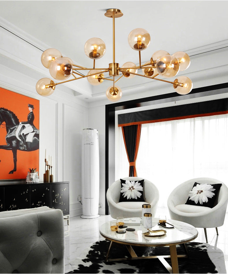 Brass & Glass LED Chandelier — Elegant Home Lighting