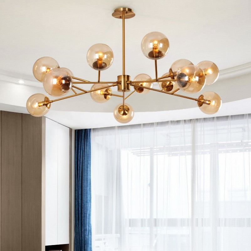 Brass & Glass LED Chandelier — Elegant Home Lighting
