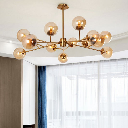 Brass & Glass LED Chandelier — Elegant Home Lighting